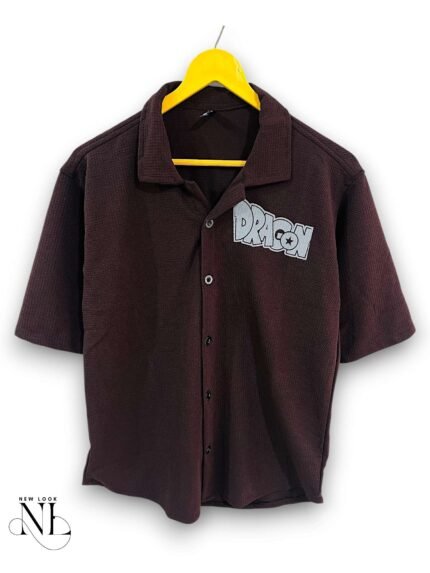 Back Print Dark Brown Oversize Shirt & Streetwear Style