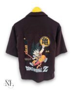 Back Print Dark Brown Oversize Shirt & Streetwear Style