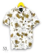 Classic Lite Yellow Printed Half Shirt For Men Festive Wear