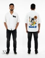Classic Back Print White Oversize Shirt for Men Streetwear Style