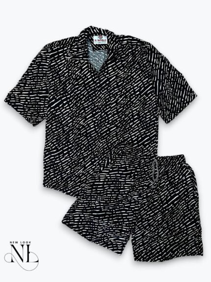 Black Printed Cord Set for Men Modern Matching