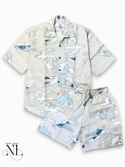 Stylish Printed Cream Cord Set for Men Elegant