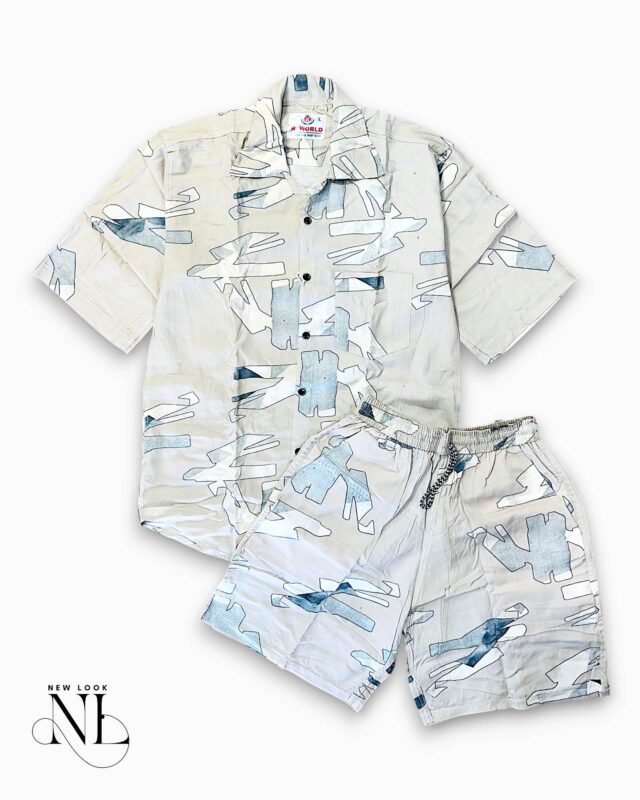 Stylish Printed Cream Cord Set for Men Elegant