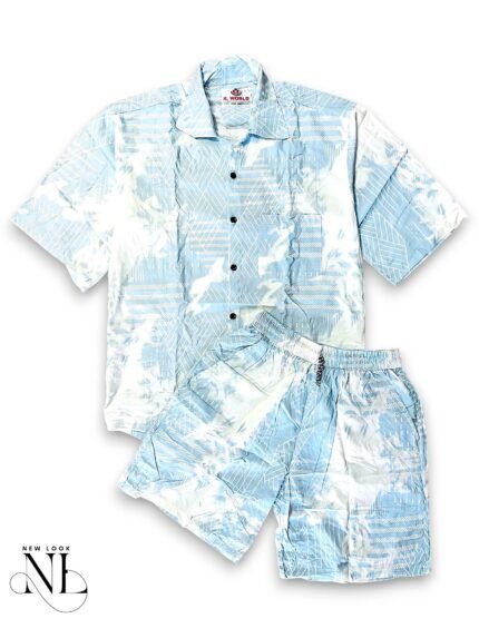 Lite Blue Stylish Printed Cord Set for Men Stylish