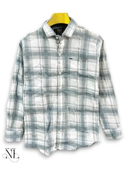 Trendy Lite Grey Checks Full Shirt for Men Premium