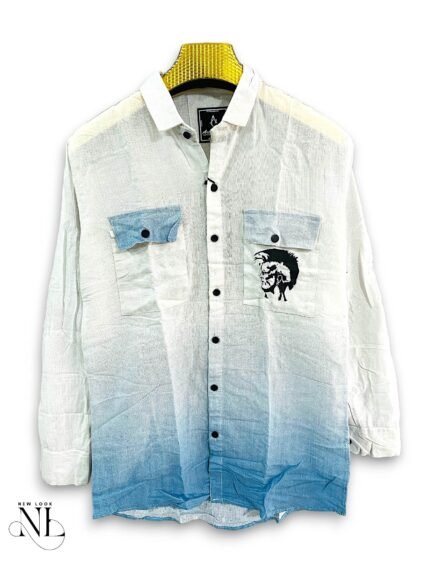 Classic Blue Printed Full Shirt for Men