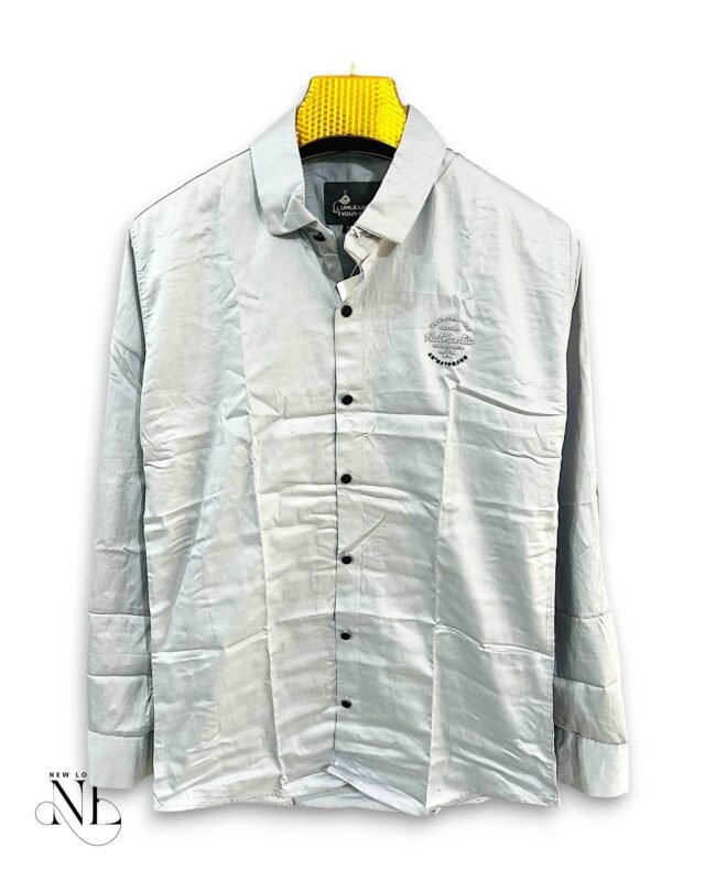 Stylish Lite Grey Plain Full Shirt for Men & Minimalist