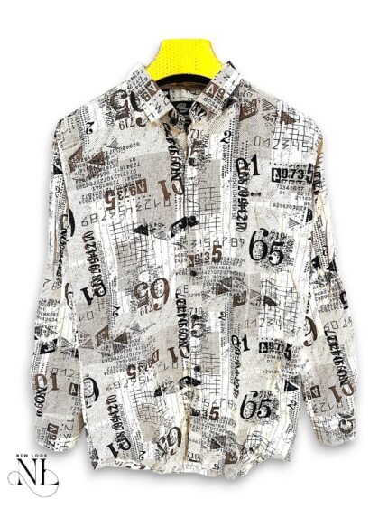 Lite Grey Printed Full Shirt for Men Trendy & Premium
