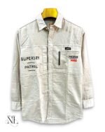 Cream Denim Full Shirt for Men Washed Denim