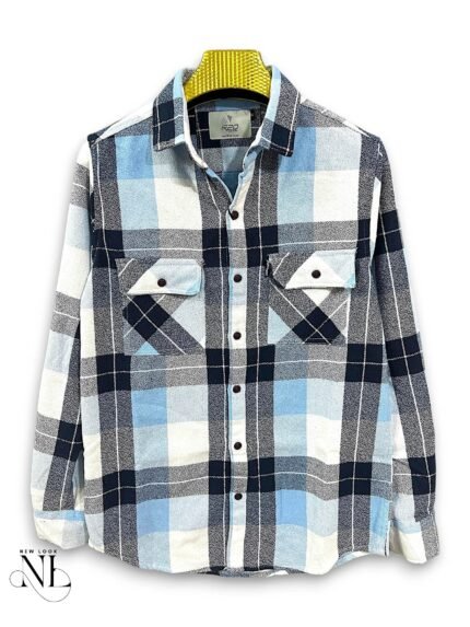 Stylish Sky Blue Checks Full Shirt for Men Premium