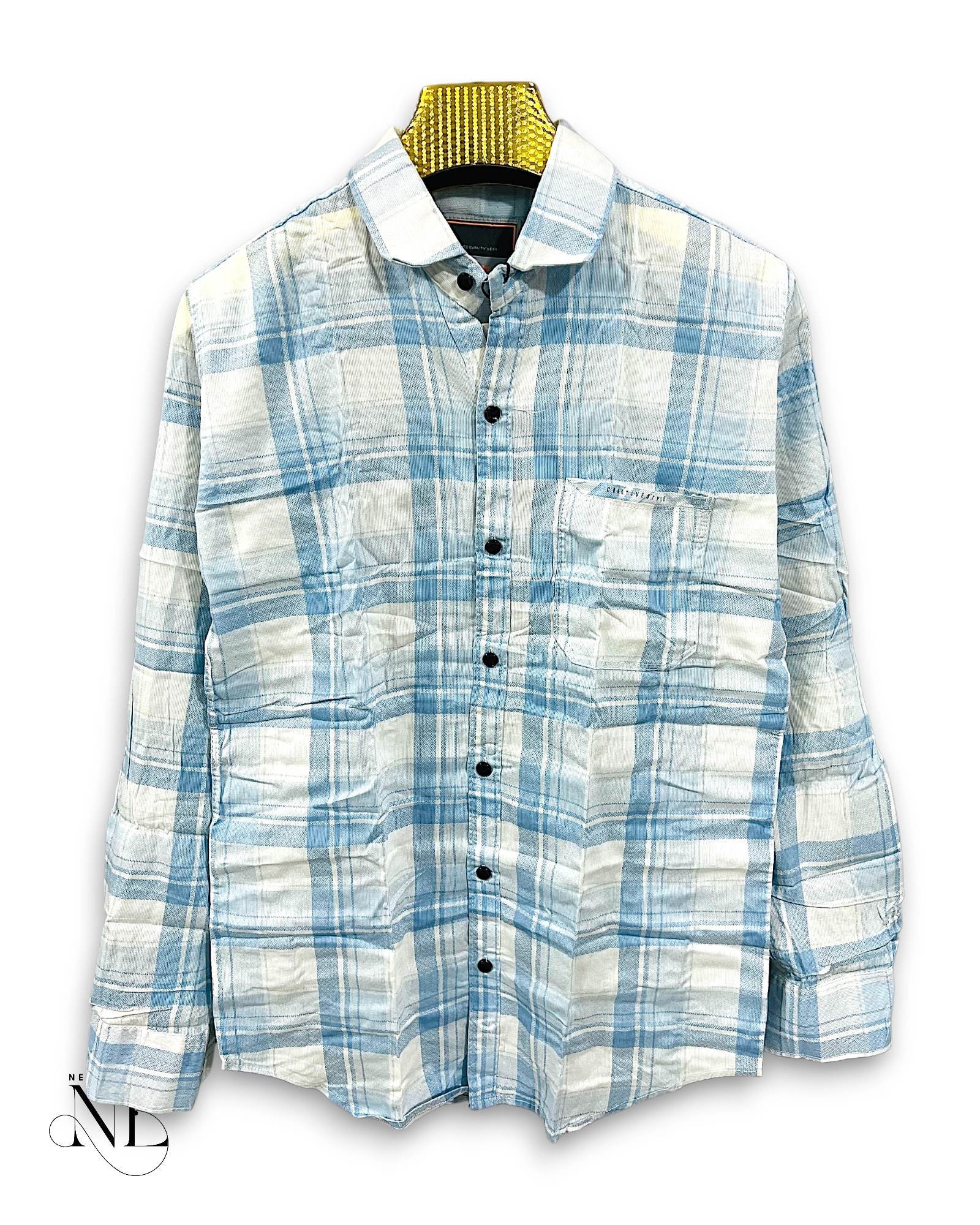 Trendy Sky Blue Checks Full Shirt for Men Premium Trendy Sky Blue Checks Full Shirt for Men Premium