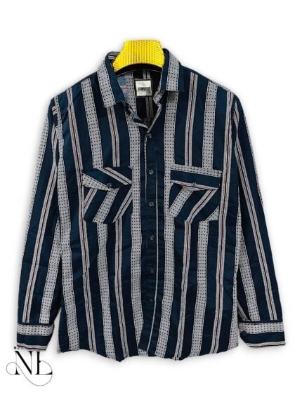 Premium Blue Stripe Full Shirt for Men Trendy