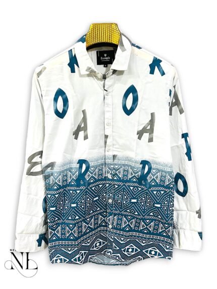 Stylish Blue Printed Full Shirt for Men Fashion