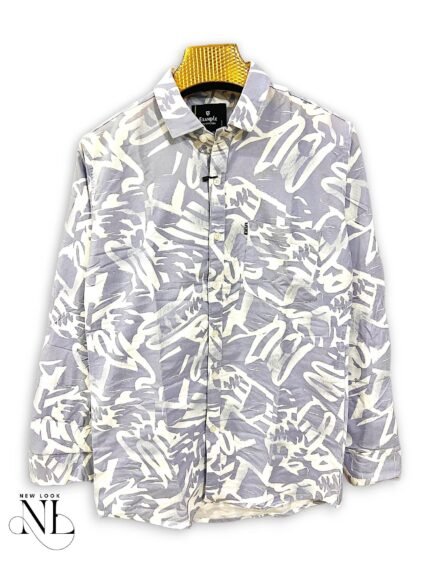 Trendy Steel Grey Printed Full Shirt for Men