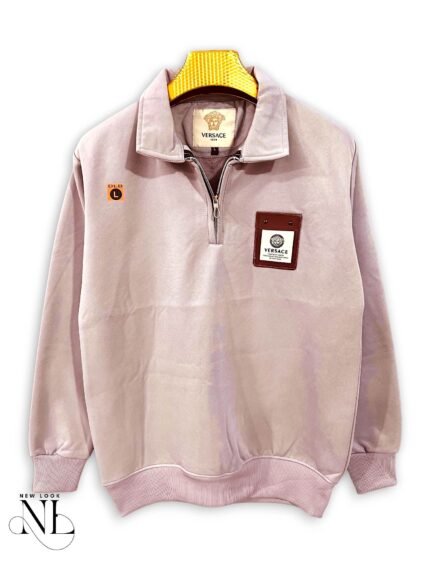 Pink Plain Zip Full T-Shirt for Men Trendy