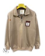 Dark Cream Plain Zip Full T-Shirt for Men Trendy Earth