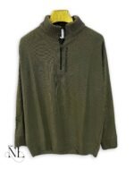 Dark Green Plain Zip Full T-Shirt for Men Earthy Essential