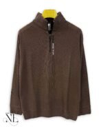 Dark Brown Plain Zip Full T-Shirt for Men Earthy Essential