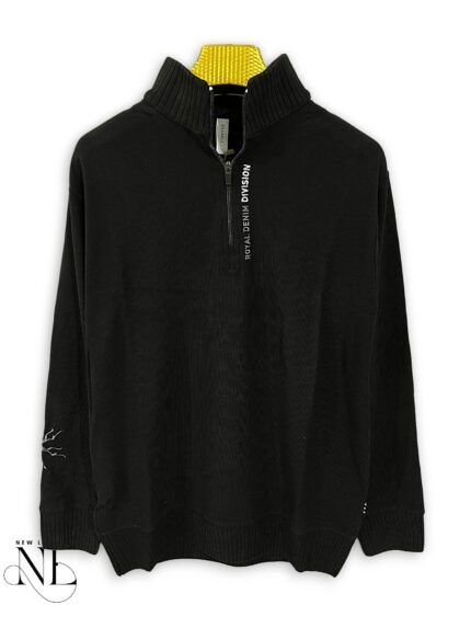 Black Plain Zip Full T-Shirt for Men Wardrobe Essential