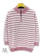 Trendy Pink Stripe Zip Full T-Shirt for Men Pattern