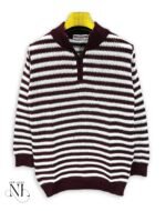 Maroon Stripe Zip Full T-Shirt for Men Rich & Refined
