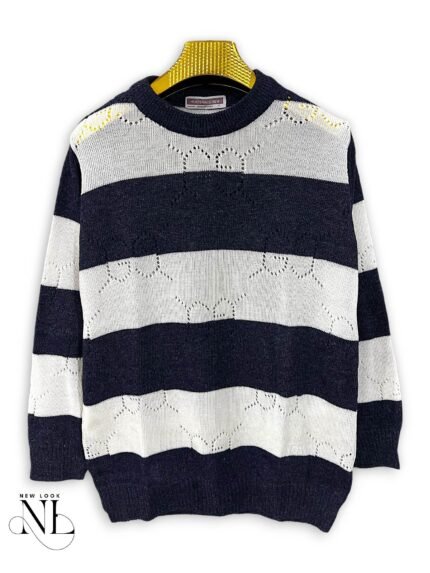 Stylish Navy Blue Stripe Full T-Shirt for Men Classic