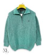 Lite Green Plain Zip Full T-Shirt for Men Fresh Pastel