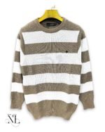 Trendy Cream Stripe Full T-Shirt for Men Elegance