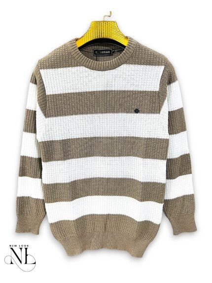Trendy Cream Stripe Full T-Shirt for Men Elegance