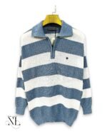 Trendy Ice Blue Stripe Full T-Shirt for Men