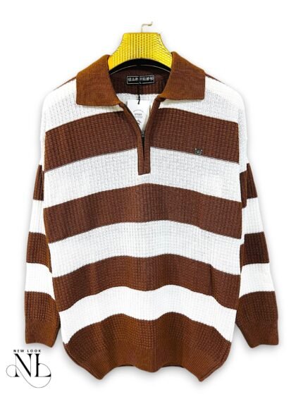Trendy Lite Brown Stripe Full T-Shirt for Men