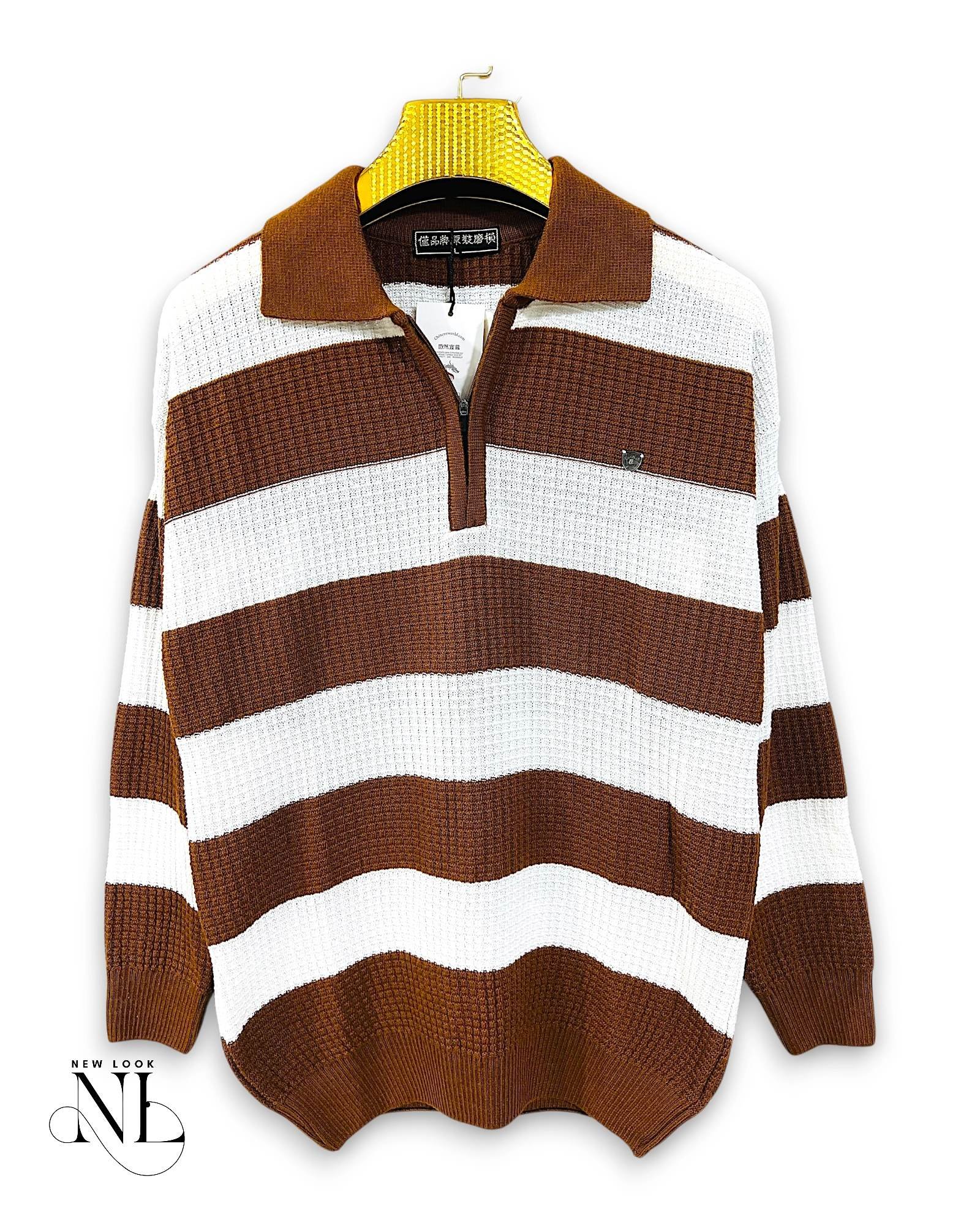 Trendy Lite Brown Stripe Full T-Shirt for Men Trendy Lite Brown Stripe Full T-Shirt for Men