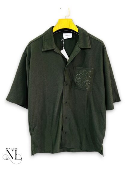 Dark Green Plain Oversize Shirt for Men Earthy