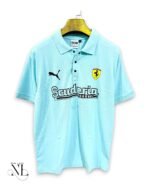 Printed Sky Blue Polo Half T-Shirt for Men & Modern