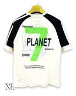 White Printed Oversize Tshirt for Men Crisp Canvas