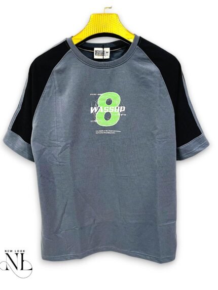 Dark Grey Printed Oversize Tshirt for Men Edge Style