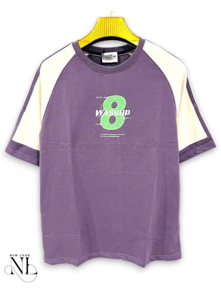 Trendy Lite Purple Printed Oversize Tshirt for Men