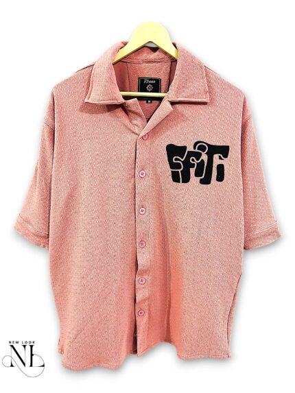Classic Pink Printed Oversize Shirt for Men & Premium