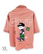 Classic Pink Printed Oversize Shirt for Men & Premium