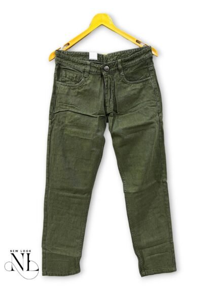Dark Green Basic Baggy Jeans for Men Colored Denim