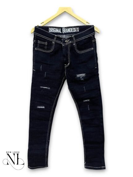 Funky Deep Navy Blue Jeans for Men Edgy Streetwear