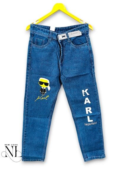 Dark Blue Printed Baggy Jeans for Men & Streetwear