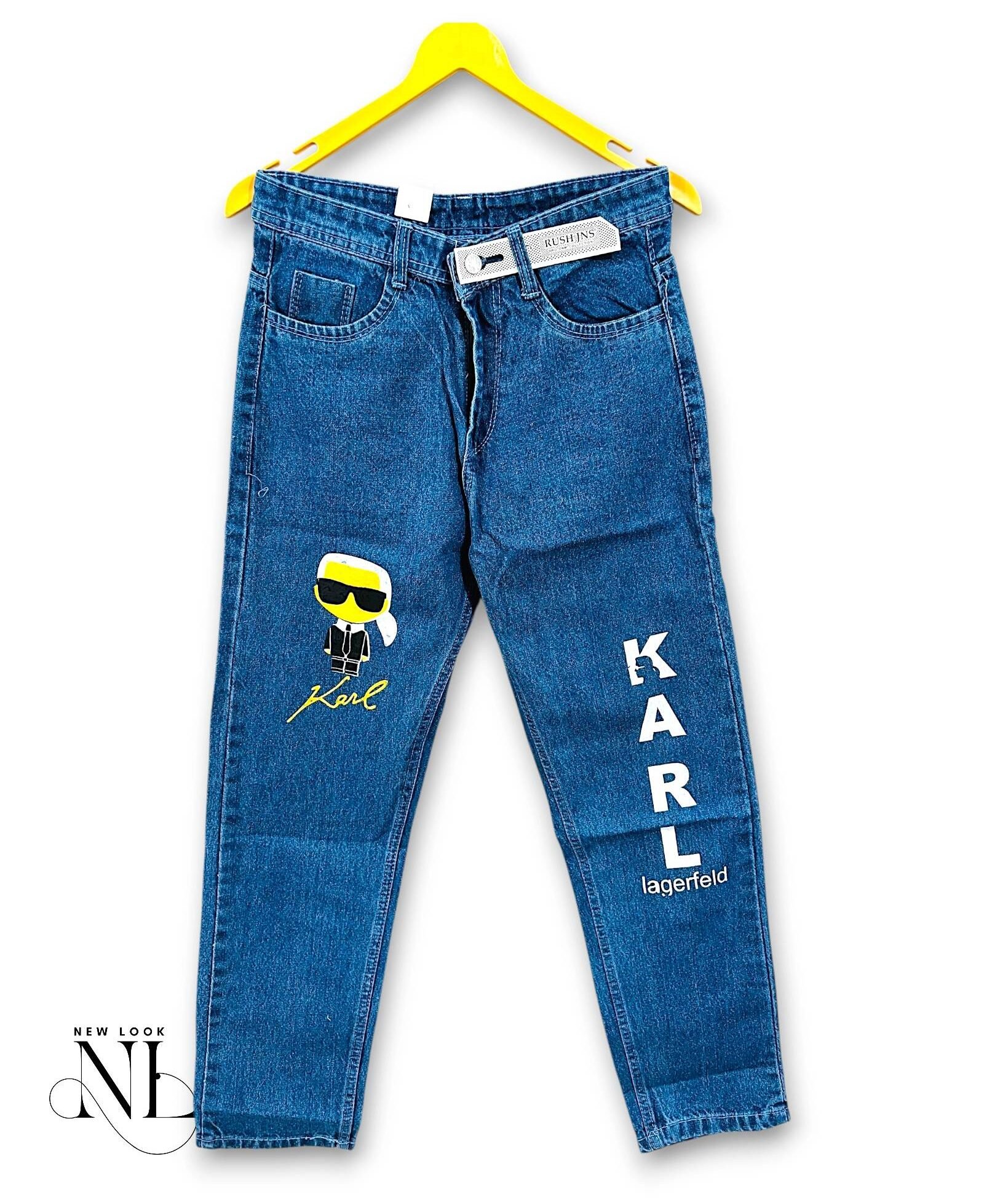 Dark Blue Printed Baggy Jeans for Men & Streetwear Dark Blue Printed Baggy Jeans for Men & Streetwear