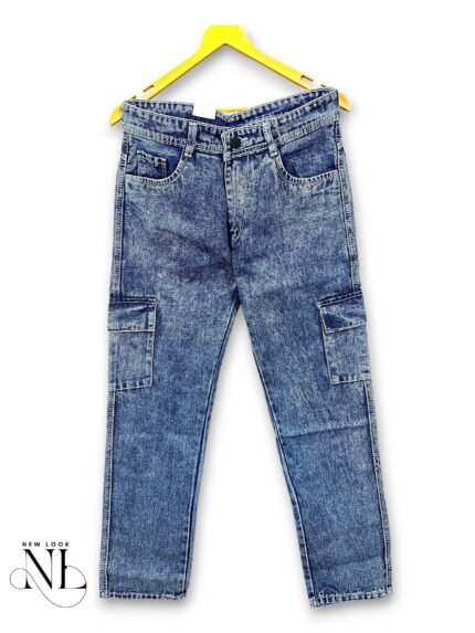 Classic Dark Blue Denim Cargo for Men Utility Wear