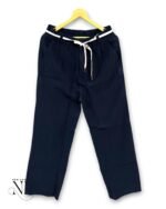 Navy Blue Korean Style Trousers for Men Wide Leg Fit