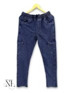 Navy Blue Denim Track Pants for Men & Casual Comfort