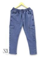 Dark Blue Denim Track Pants for Men & Casual Streetwear