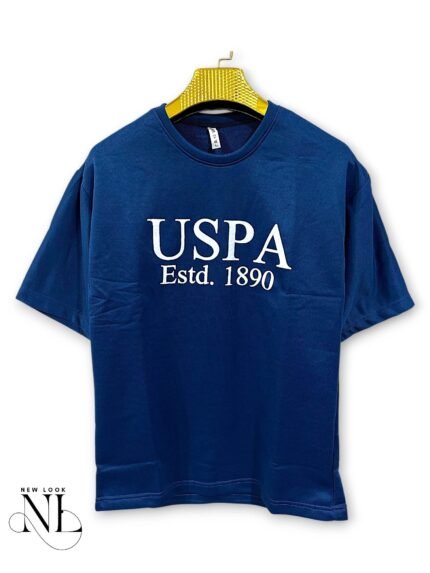 Dark Blue Printed Oversize T-Shirt for Men Stylish