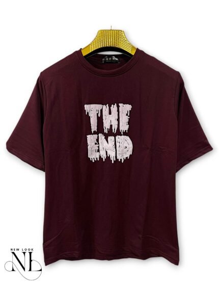 Men's Best Maroon Printed Oversize T-Shirt & Refined