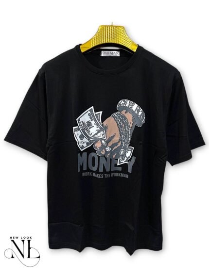 Black Printed Oversize T-Shirt for Men Essential